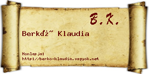 Berkó Klaudia névjegykártya